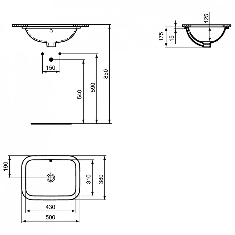 Раковина Ideal Standard Connect 50 E505801 цвет Euro White / Евробелый