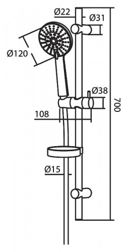 Душевой гарнитур Damixa Palace One 914100000 Хром латунь на стену