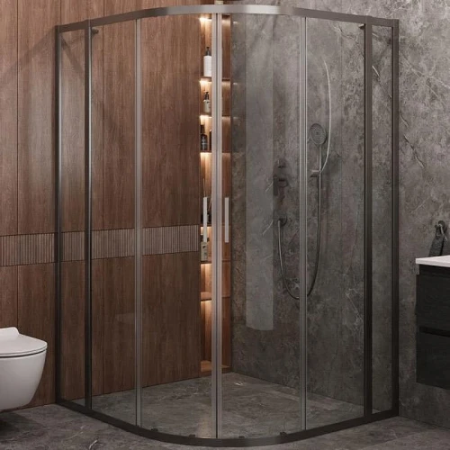 Душевой уголок Cezares Molveno 130x120 MOLVENO-RH-22-130/120-C-GM-IV профиль Оружейная сталь стекло прозрачное