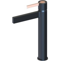 Смеситель для раковины beWash Incanto BVMM1BH238 Черный матовый Розовое золото латунь