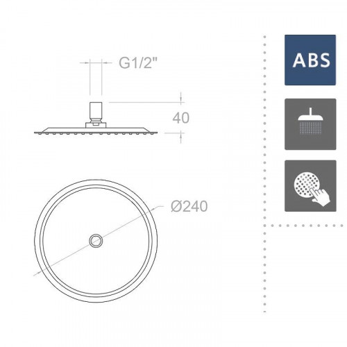 Верхний душ Ramonsoler Hidroterapia RP240NM Черный матовый