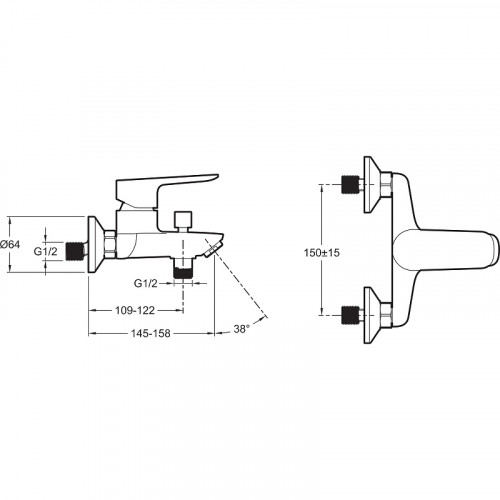Смеситель для ванны Jacob Delafon Oscar E29844-BL Черный матовый латунь на стену