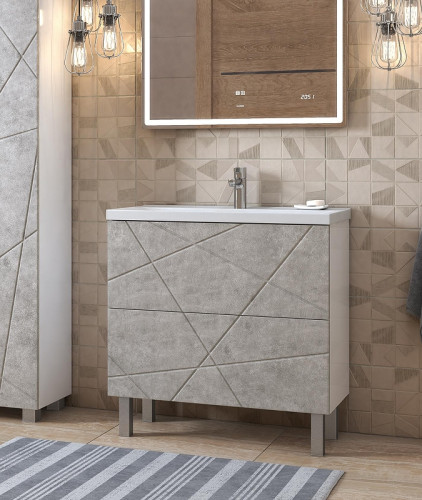 Тумба под раковину Vigo Geometry 80 tn.bsf.GEO.9696.80.2Y цвет Бетон Белый