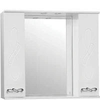 Зеркало со шкафом Style Line Венеция 90 С с подсветкой Белый глянец МДФ / ЛДСП, стекло