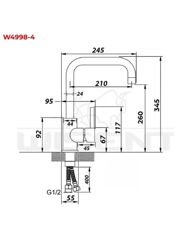 Смеситель для кухни Wisent W4998-4-26 цвет Антрацит