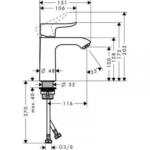 Смеситель для раковины Hansgrohe Metris 31084000 Хром латунь