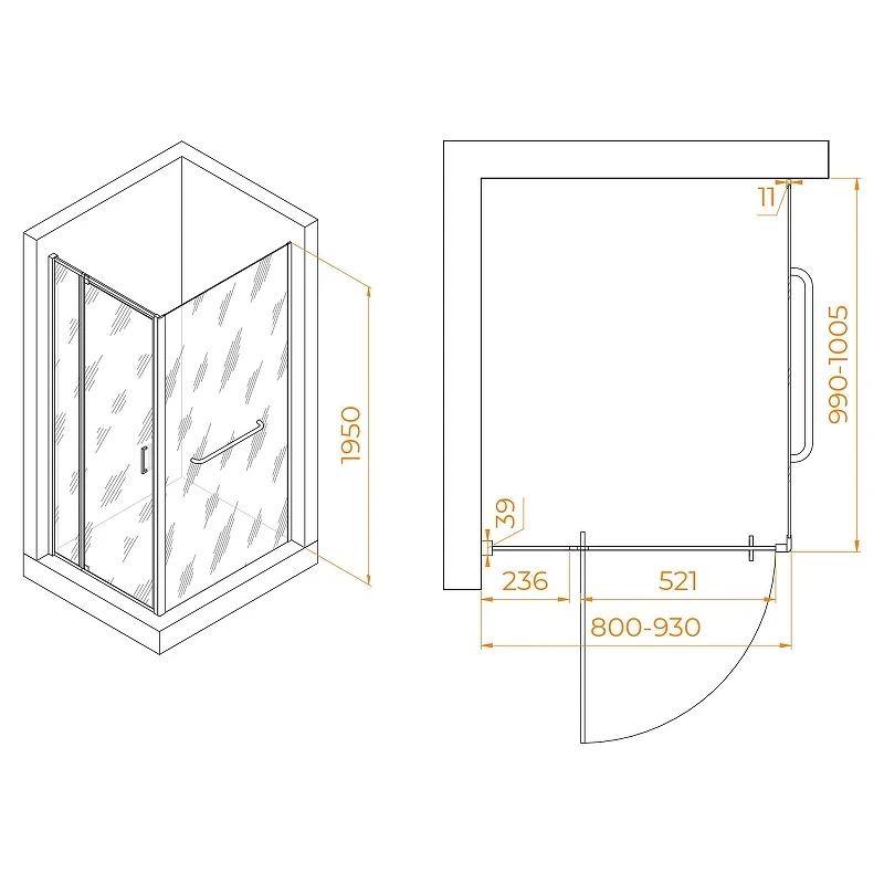 Душевой уголок RGW Passage 80x100 3508078180-14 профиль цвет Черный стекло прозрачное
