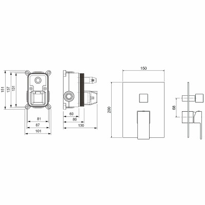 Смеситель для душа Aquatek Либра AQ1646MB Черный матовый латунь встраиваемый