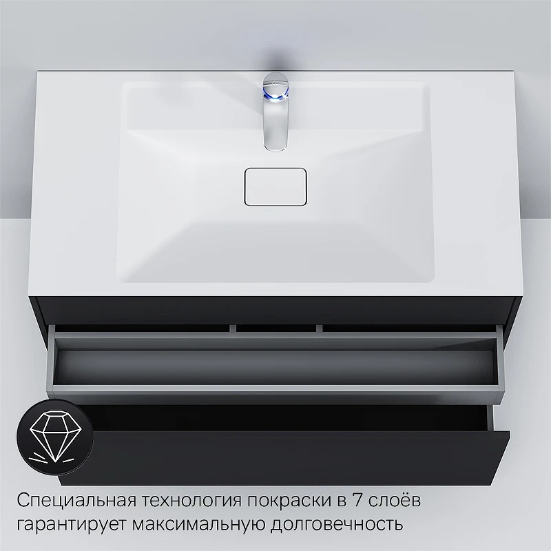 Тумба под раковину AM.PM Inspire V2.0 100 M50AFHX1003GM подвесная Графит матовая МДФ / ЛДСП
