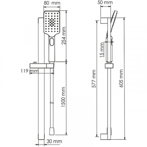 Душевой гарнитур WasserKRAFT A145 Хром нержавеющая сталь на стену