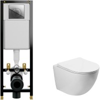Комплект унитаза Vincea Globo VT1-14S с инсталляцией Cersanit Black 35 S-IN-BLACK-Cg-w с сиденьем Микролифт и клавишей смыва Хром фарфор подвесной