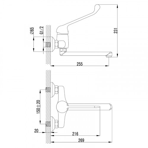 Смеситель для кухни Lemark Project LM4611C Хром латунь на стену
