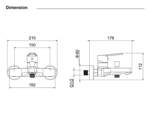 Смеситель для ванны Aquatek Лугано AQ1740CR цвет Хром