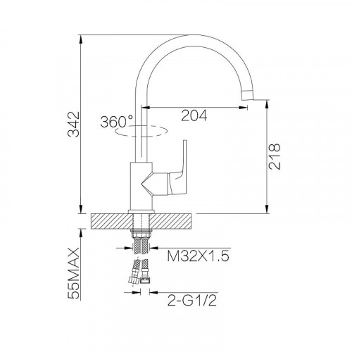Смеситель для кухни D-Lin D155377-C цвет  Белый матовый