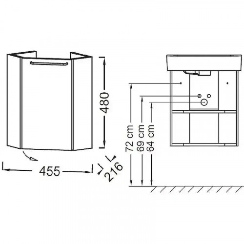Тумба под раковину Jacob Delafon Odeon Rive Gauche 45,5 EB2580G-R5-G1C цвет Белый