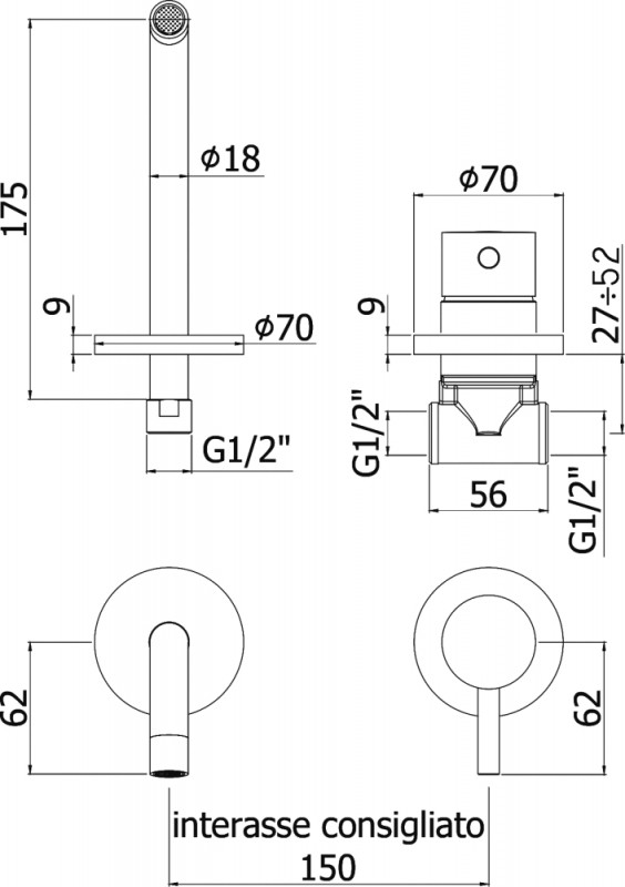 Смеситель для раковины Paffoni Light LIG006BO70 Белый матовый встраиваемый