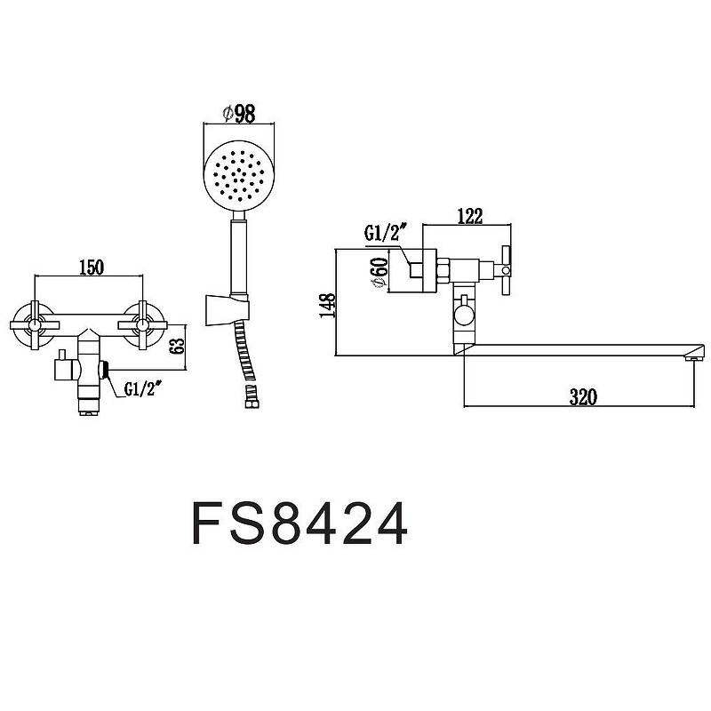 Смеситель для ванны Fmark FS8424 универсальный цвет Сатин