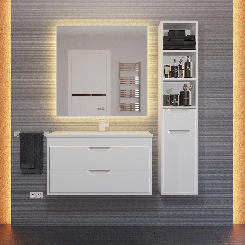 Тумба с раковиной Uperwood Modul 80 393020550 подвесная цвет Белый матовый