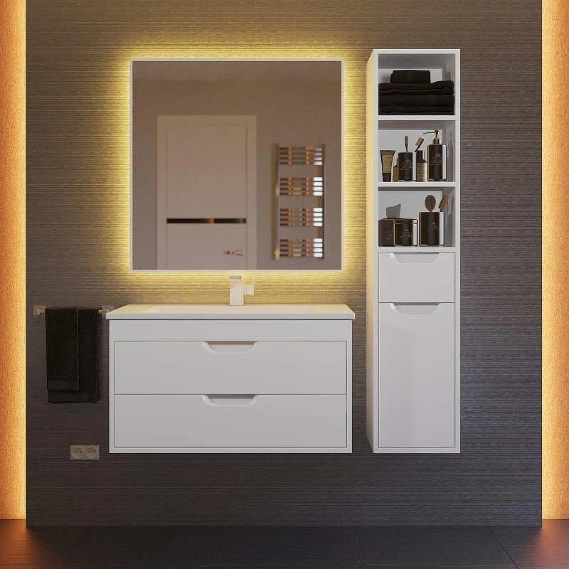 Тумба с раковиной Uperwood Modul 80 393020550 подвесная цвет Белый матовый