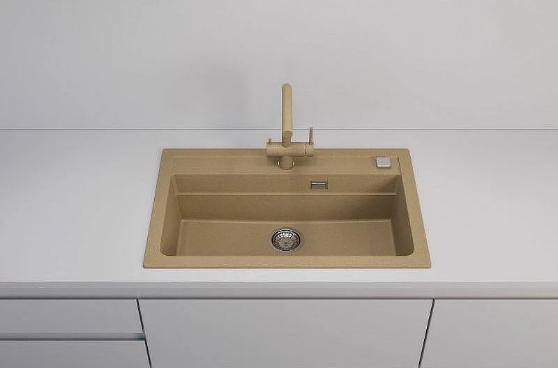 Кухонная мойка Alveus Granital Atrox 40 Beige G55 790x500 1140445 Бежевая искусственный камень (литьевой мрамор) встраиваемая сверху, встраиваемая снизу