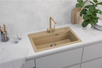 Кухонная мойка Alveus Granital Atrox 40 Beige G55 790x500 1140445 Бежевая искусственный камень (литьевой мрамор) встраиваемая сверху, встраиваемая снизу