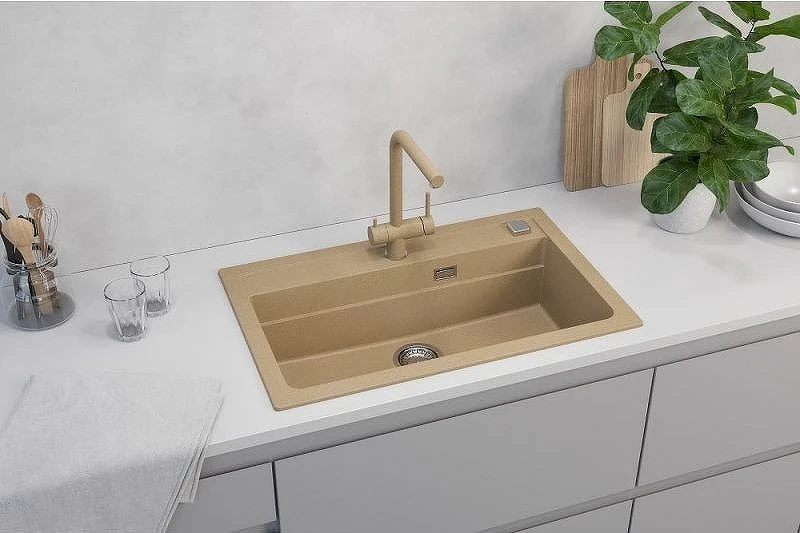 Кухонная мойка Alveus Granital Atrox 40 Beige G55 790x500 1140445 Бежевая искусственный камень (литьевой мрамор) встраиваемая сверху, встраиваемая снизу