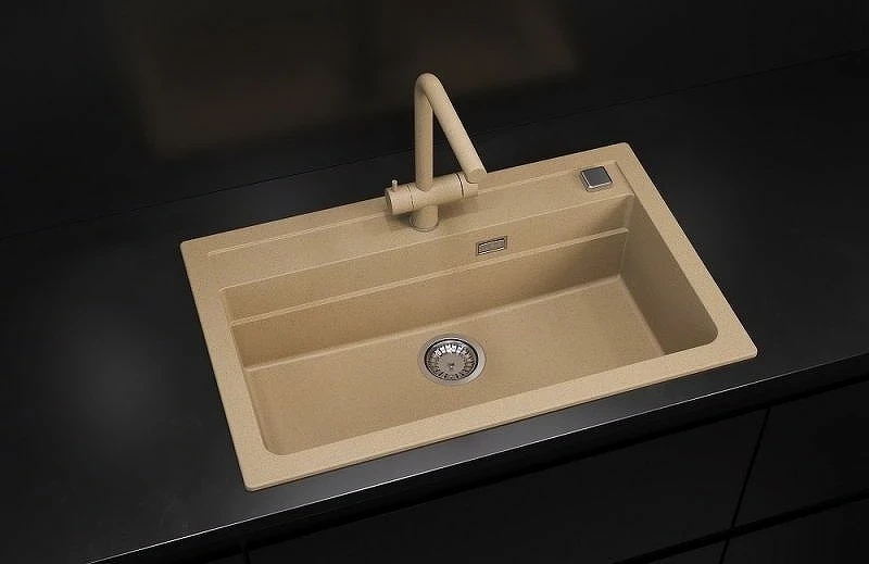 Кухонная мойка Alveus Granital Atrox 40 Beige G55 790x500 1140445 Бежевая искусственный камень (литьевой мрамор) встраиваемая сверху, встраиваемая снизу