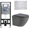 Комплект унитаза с инсталляцией WeltWasser AMBERG 506 + MERZBACH 043 MT-GR + AMBERG RD-MT CR 10000011382 цвет Серый матовый с сиденьем Микролифт и клавишей смыва цвет Хром матовый