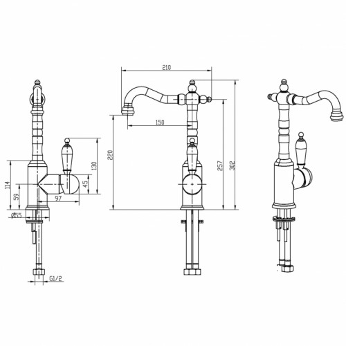 Смеситель для раковины Boheme Medici Ripresa 302-BLC Бронза латунь