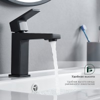 Смеситель для раковины Splenka S01.10.06 Черный матовый латунь