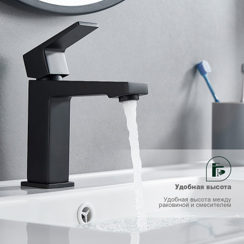 Смеситель для раковины Splenka S01.10.06 Черный матовый латунь