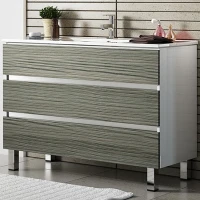 Тумба с раковиной SanVit Кубэ-3 100 kkube3100 с фактурой под дерево Шелк Сталь МДФ / ЛДСП