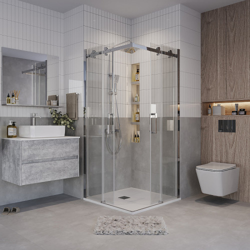 Душевой уголок Grossman Classic 80х80 300.K33.04.8080.10.00 профиль Хром стекло прозрачное