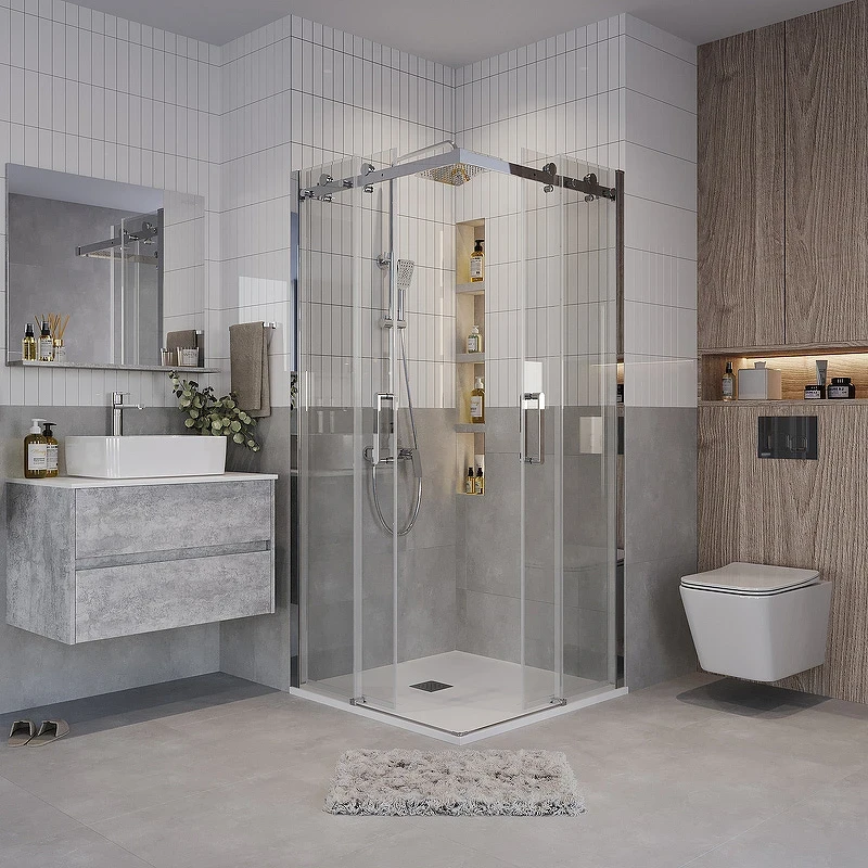 Душевой уголок Grossman Classic 80х80 300.K33.04.8080.10.00 профиль Хром стекло прозрачное