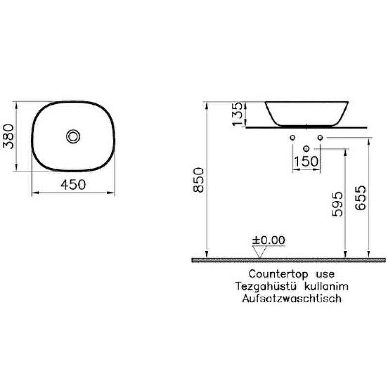 Раковина накладная Vitra Plural 45 7810B483-0016 Черная матовая