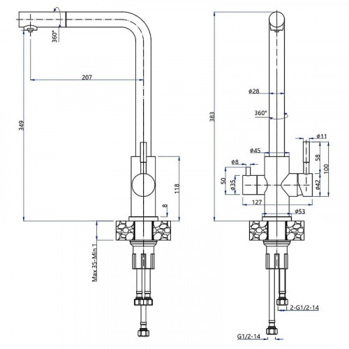 Смеситель для кухни GranFest Z-5421 цвет Песочный