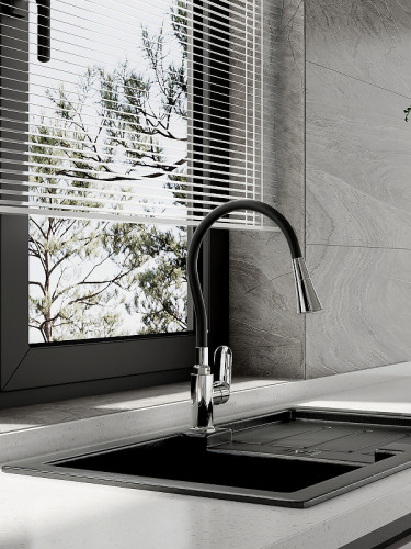 Смеситель для кухни Splenka S41.43 Хром Черный латунь