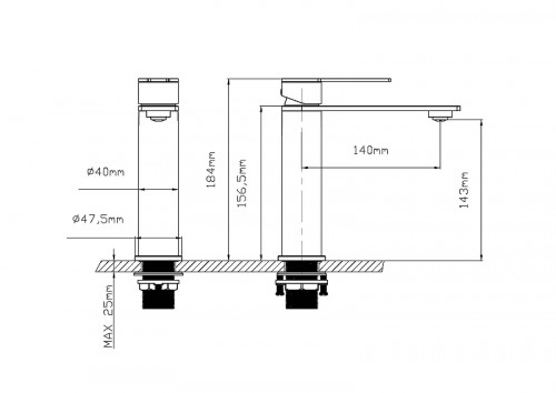 Смеситель для раковины Vincea Линеа (Linea) VBF-4LN1GM цвет Вороненая сталь