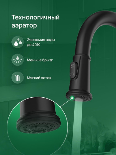 Смеситель для кухни Domaci Римини D569182BK цвет Черный матовый