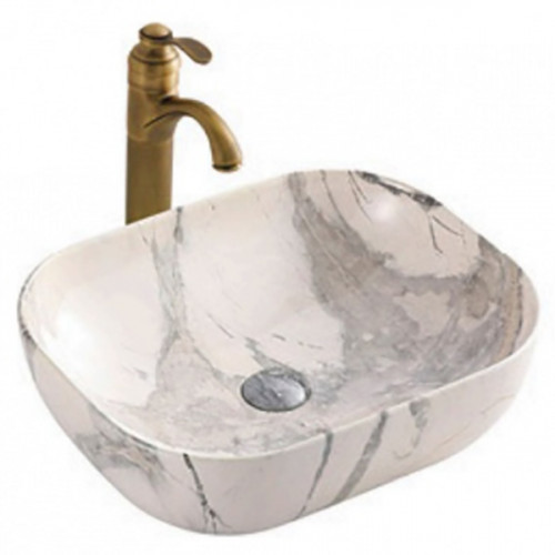 Раковина-чаша CeramaLux 50 K397G125 Белая Серая фаянс накладная