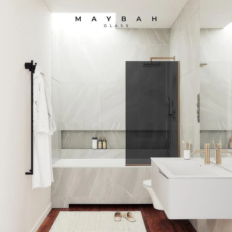 Шторка на ванну Maybah Glass MGV-81-2у 700x1400 в узком профиле Бронза стекло графитовое