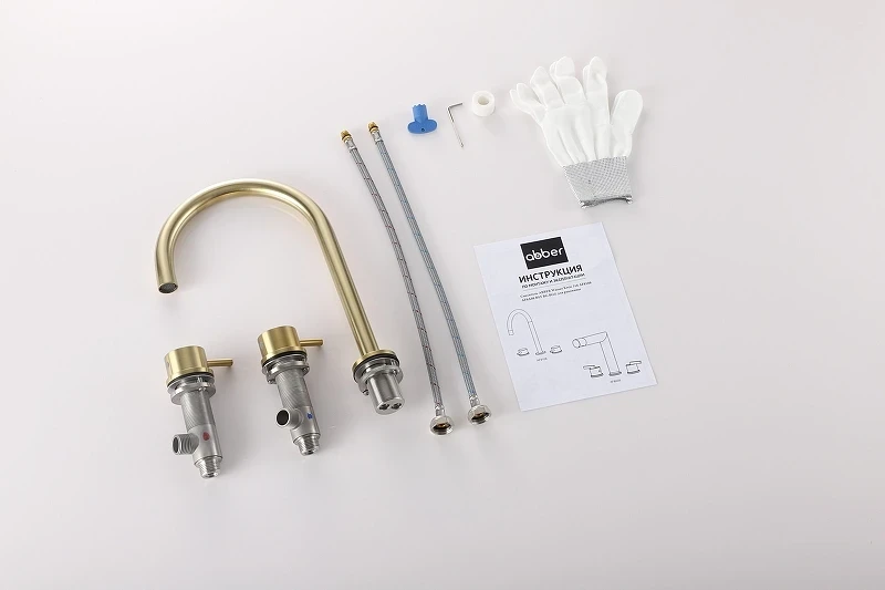 Смеситель для раковины Abber Wasser Kreis 316 AF8108BG-M цвет Золото брашированное