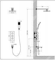 Душевая система Timo Tetra-Thermo SX-0199/03SM с термостатом Черный латунь встраиваемый