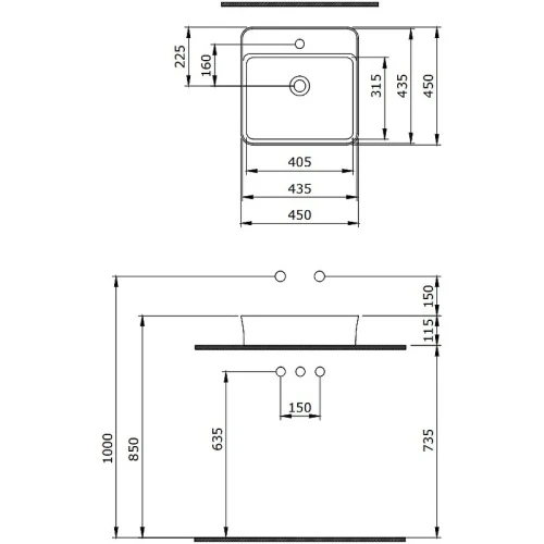 Раковина Berges Ego SL 45 182024 Антрацит матовый фарфор накладная