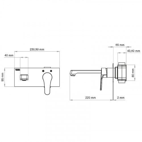 Смеситель для раковины Teska Quarsar Pro E5108 Черный матовый латунь встраиваемый