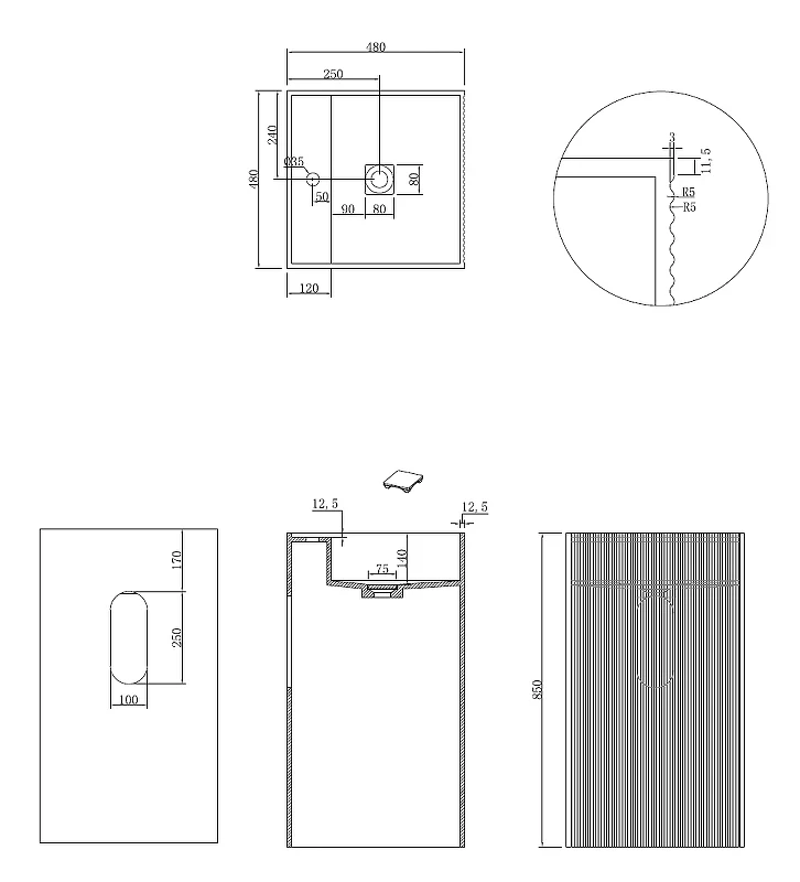 Раковина Boheme Cube 48 802-R-MW цвет Белый мрамор