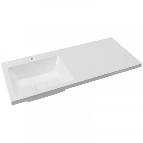 Раковина Grossman Madera Камилла 120 L 1101003 с местом под стиральную машину Белая искусственный камень (литьевой мрамор) с местом под стиральную машину, подвесная, полувстраиваемая