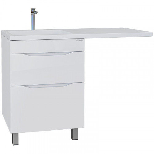 Раковина Grossman Madera Камилла 120 L 1101003 с местом под стиральную машину Белая искусственный камень (литьевой мрамор) с местом под стиральную машину, подвесная, полувстраиваемая