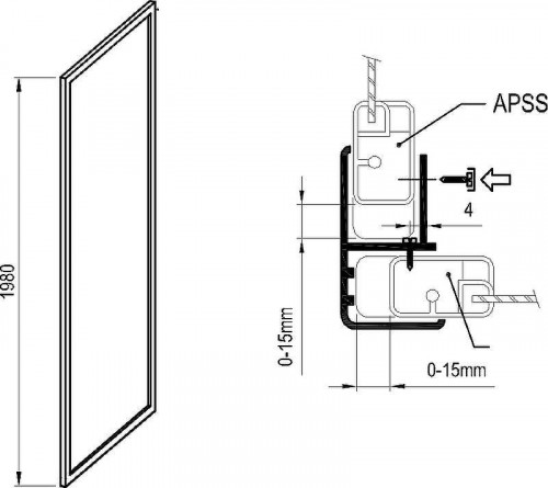 Душевая стенка Ravak Supernova APSS-75 940303R2Z1 профиль Черный стекло Transparent
