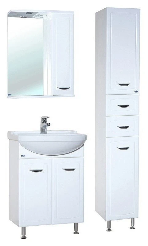 Зеркало со шкафом Bellezza Классик 50 R 4611906001013 с подсветкой Белое МДФ / ЛДСП, стекло